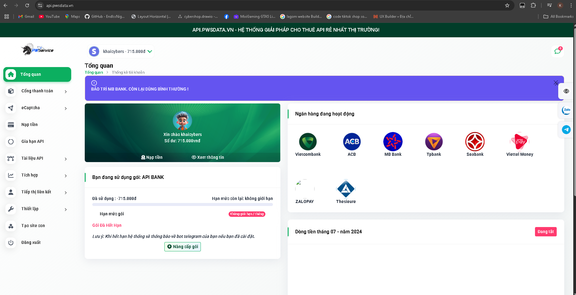 CODE THUÊ API BANK